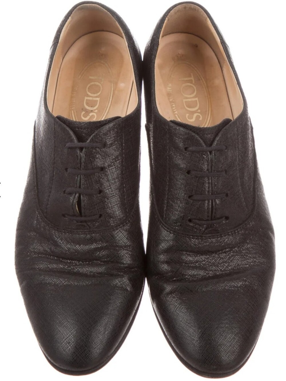 Tod's Leather Round-Toe Oxfords. SIize 38.5